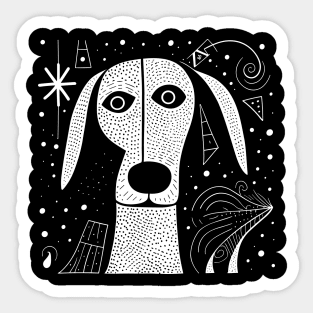 dog - retro line art design Sticker